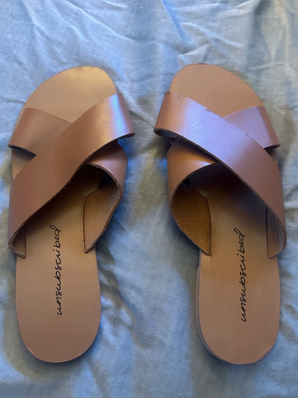 Women's Cross‑Band Slide Sandals in Brown